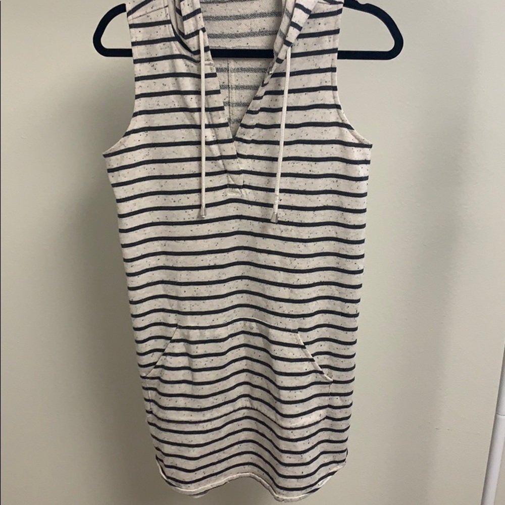 Hooded Sleeveless Striped Sweater Dress
